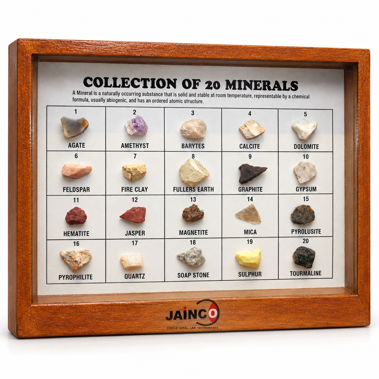 Collection of 20 Minerals (A) Different Minerals from (B) or (C)